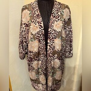 Chico’s leopard print & floral kimono